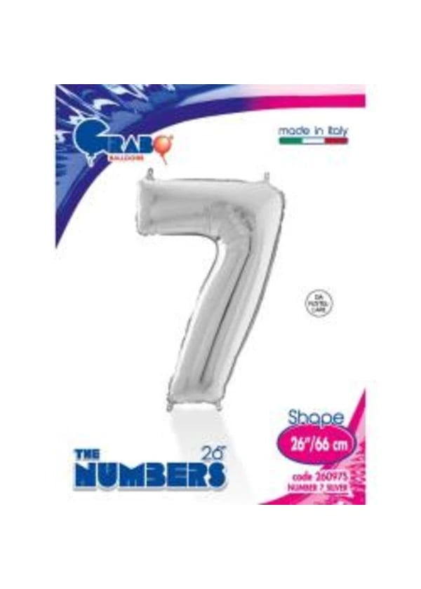 7 Rakam Folyo Balon Gümüş 66cm - Gorsel 1