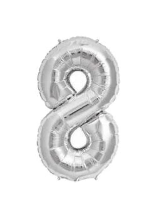 8 Rakam Folyo Balon Gümüş 66cm - Gorsel 1