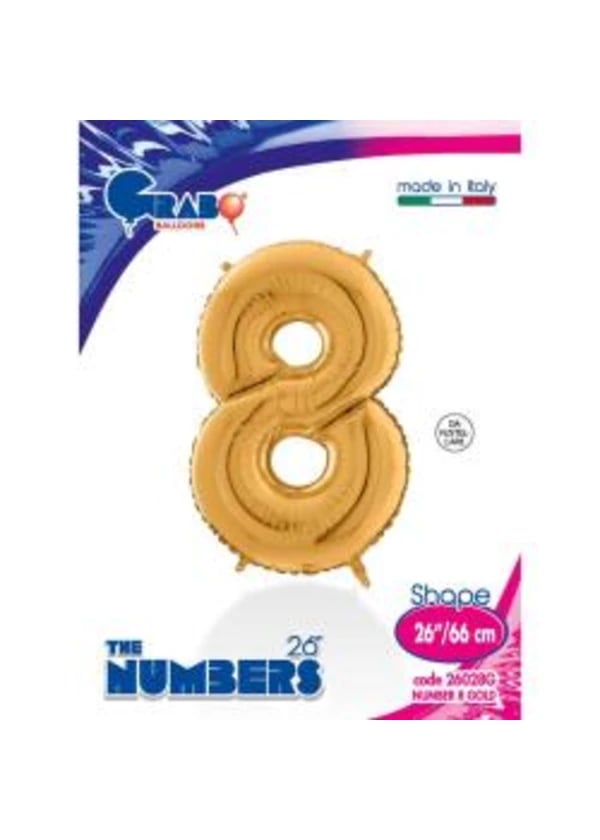 8 Rakam Folyo Balon Altın 66cm - Gorsel 1