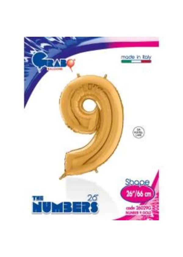 9 Rakam Folyo Balon Altın 66cm - Gorsel 1