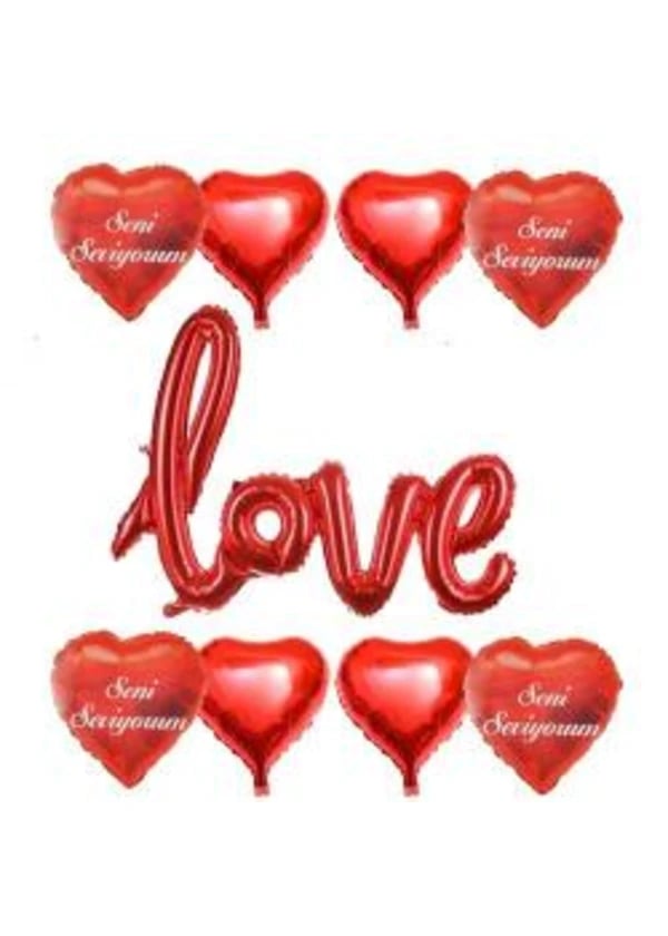 Love Folyo Balon Seti 8'li - Gorsel 1