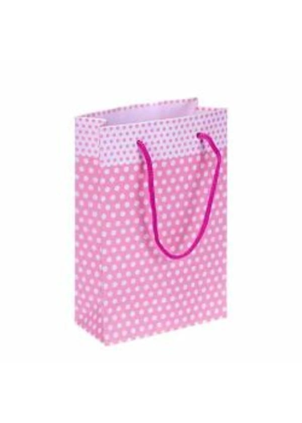 Pembe Puantiyeli Karton Çanta 12x17cm 25ad. - Gorsel 1
