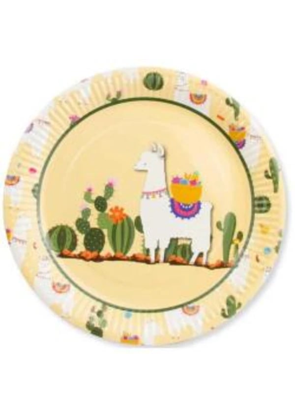 Lama Kaktüslü Karton Tabak 8'li - Gorsel 1