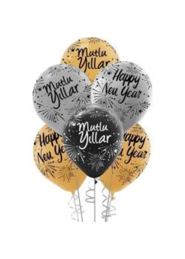 Happy New Year Baskılı Balon 5'li Paket - Gorsel 1