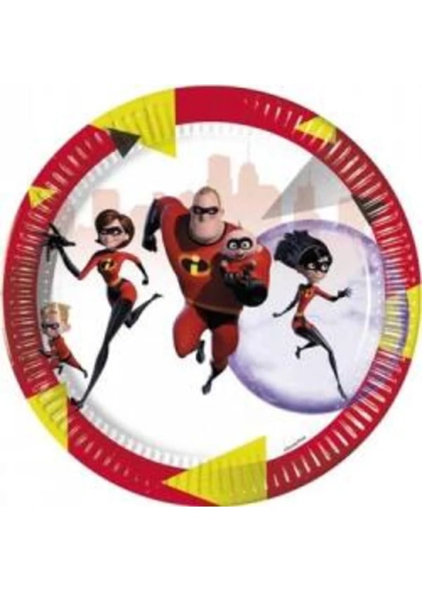 Incredibles İnanılmaz Aile Karton Tabak 8'li - Gorsel 1