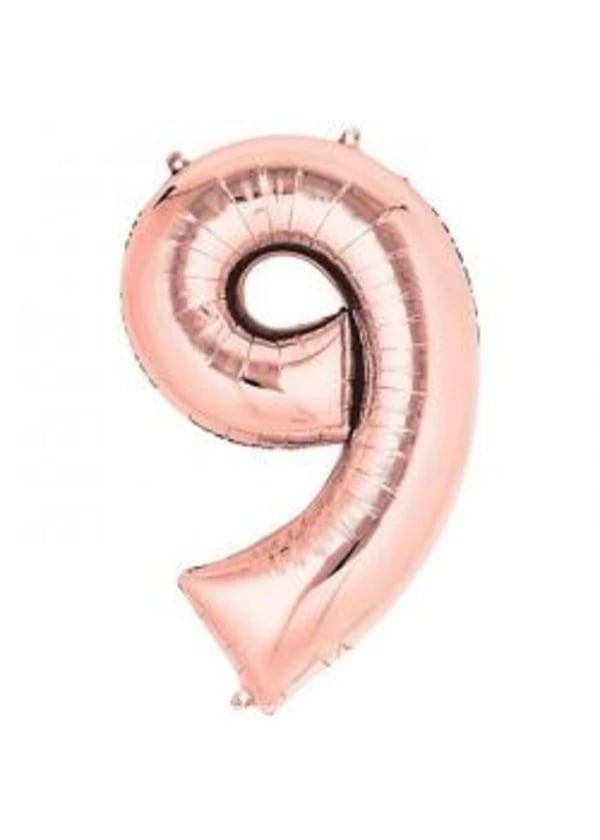9 Rakam Folyo Balon Rose Gold 100cm - Gorsel 1
