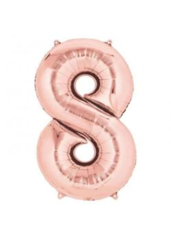 8 Rakam Folyo Balon Rose Gold 100cm - Gorsel 1