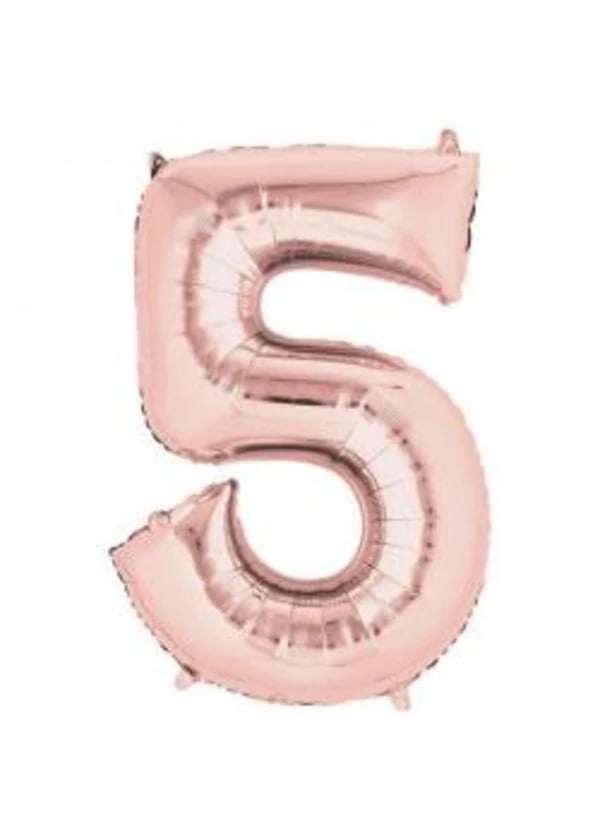 5 Rakam Folyo Balon Rose Gold 100cm - Gorsel 1