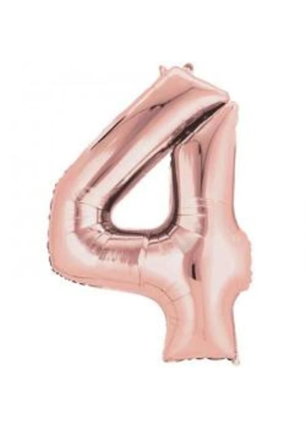 4 Rakam Folyo Balon Rose Gold 100cm - Gorsel 1
