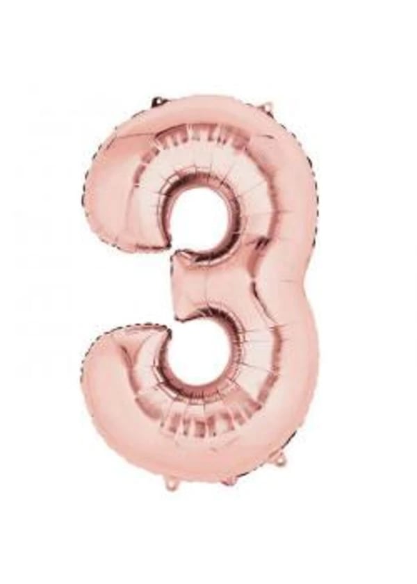 3 Rakam Folyo Balon Rose Gold 100cm - Gorsel 1