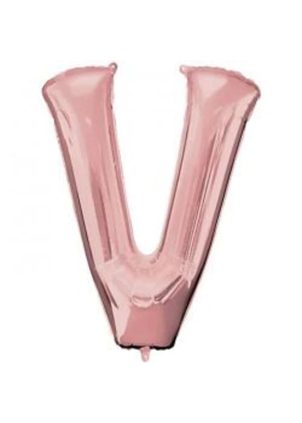 V Harf Folyo Balon Rose Gold 100cm - Gorsel 1
