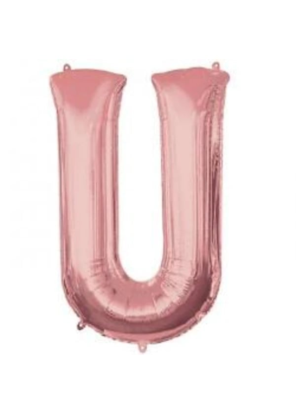 U Harf Folyo Balon Rose Gold 100cm - Gorsel 1