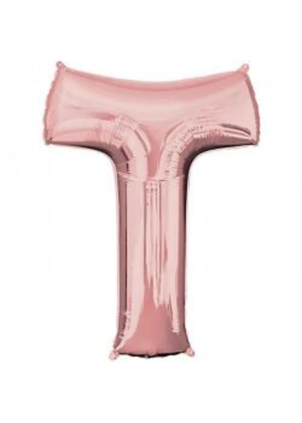 T Harf Folyo Balon Rose Gold 100cm - Gorsel 1