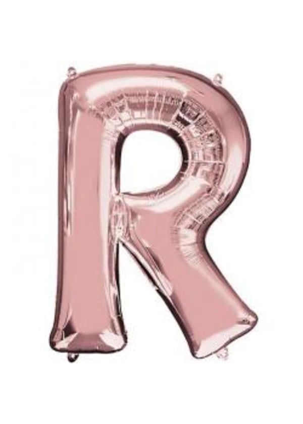 R Harf Folyo Balon Rose Gold 100cm - Gorsel 1