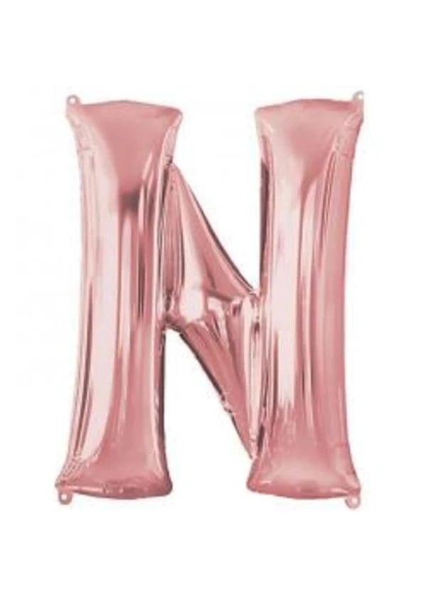 N Harf Folyo Balon Rose Gold 100cm - Gorsel 1