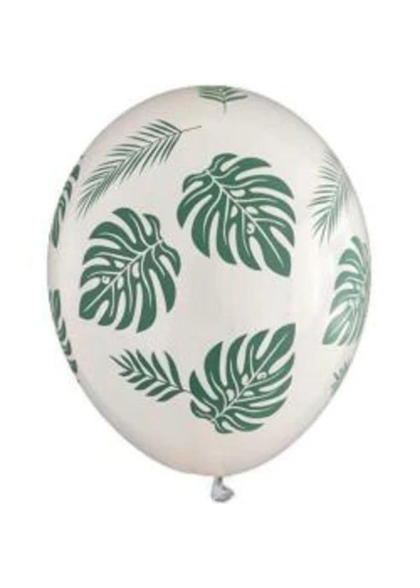 Yaprak Baskılı Beyaz Balon 5'li Paket - Gorsel 1