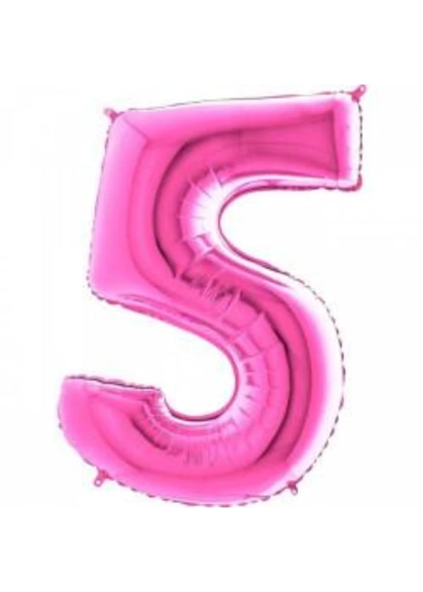 5 Rakam Folyo Balon Fuşya 100cm - Gorsel 1