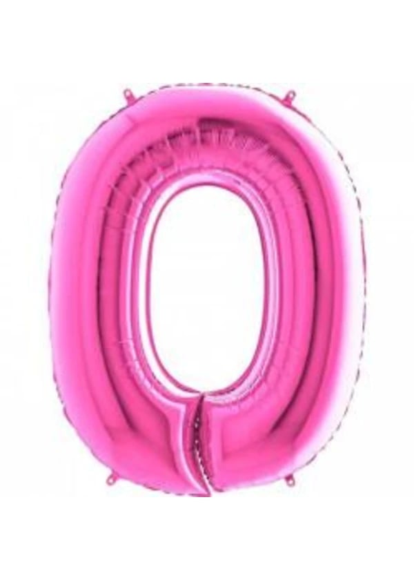 0 Rakam Folyo Balon Fuşya 100cm - Gorsel 1