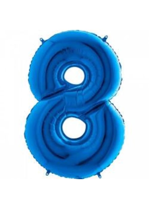 8 Rakam Folyo Balon Mavi 100cm - Gorsel 1