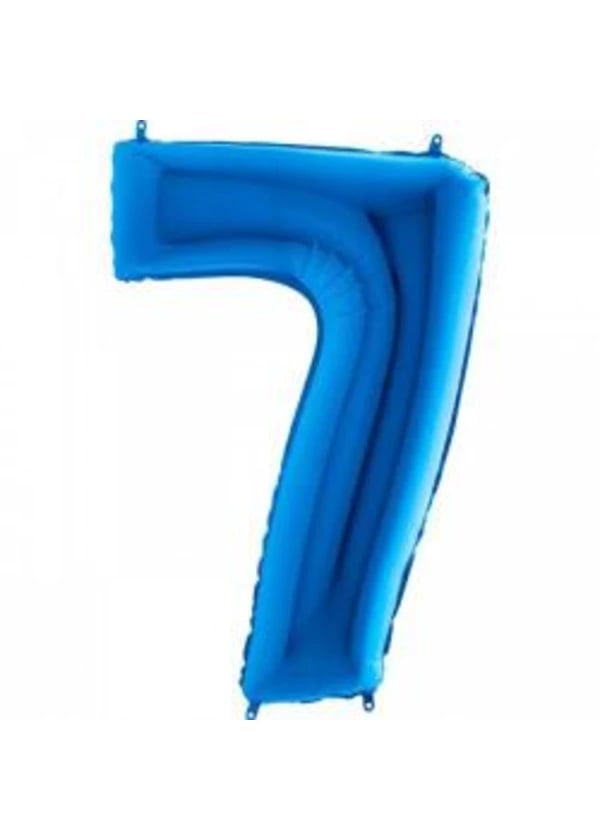 7 Rakam Folyo Balon Mavi 100cm - Gorsel 1