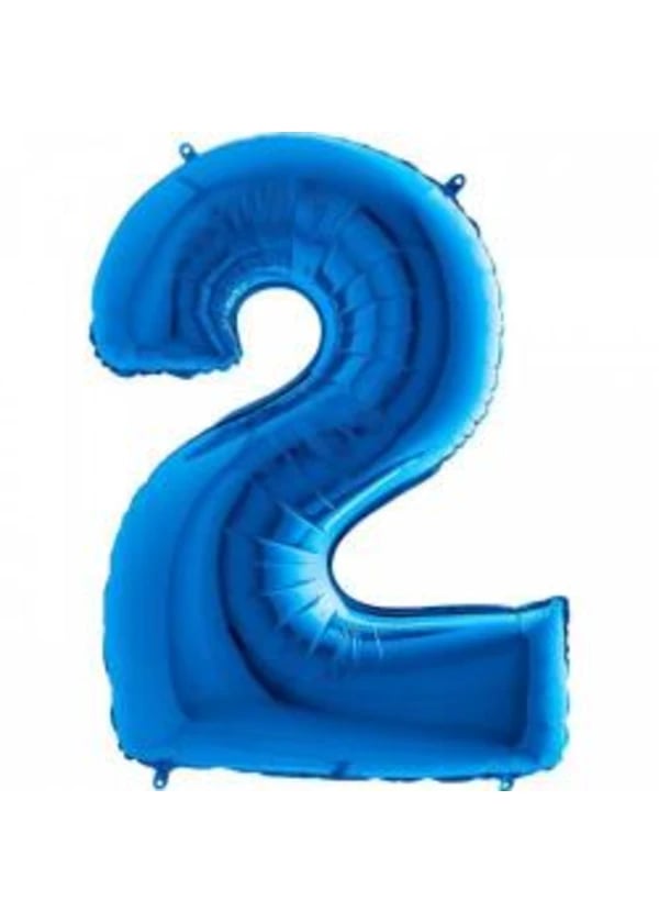 2 Rakam Folyo Balon Mavi 100cm - Gorsel 1