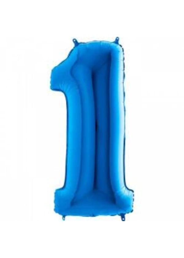 1 Rakam Folyo Balon Mavi 100cm - Gorsel 1