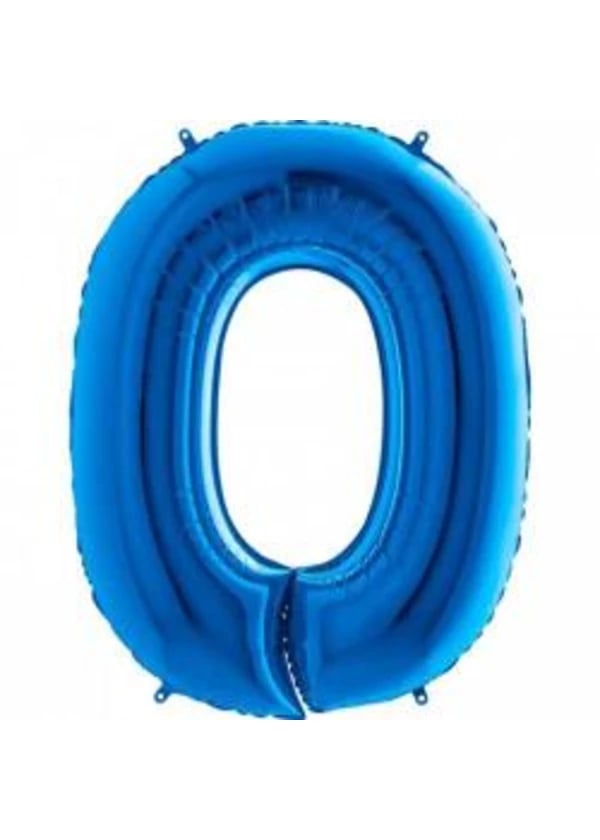 0 Rakam Folyo Balon Mavi 100cm - Gorsel 1