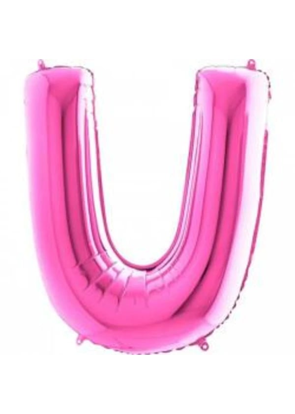 U Harf Folyo Balon Fuşya 100cm - Gorsel 1