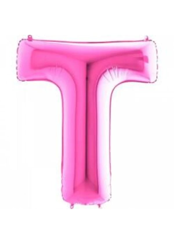 T Harf Folyo Balon Fuşya 100cm - Gorsel 1