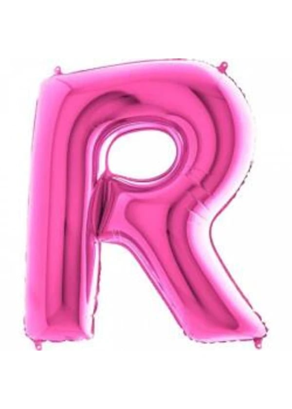 R Harf Folyo Balon Fuşya 100cm - Gorsel 1