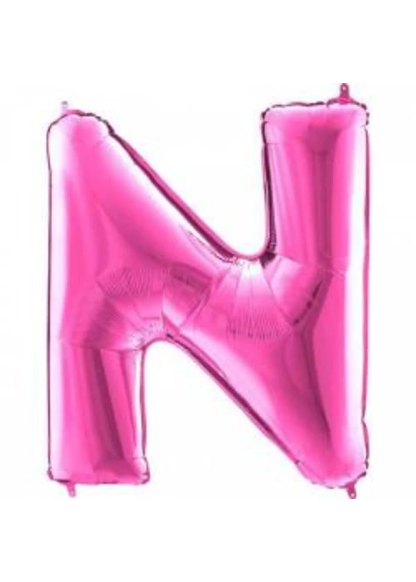 N Harf Folyo Balon Fuşya 100cm - Gorsel 1