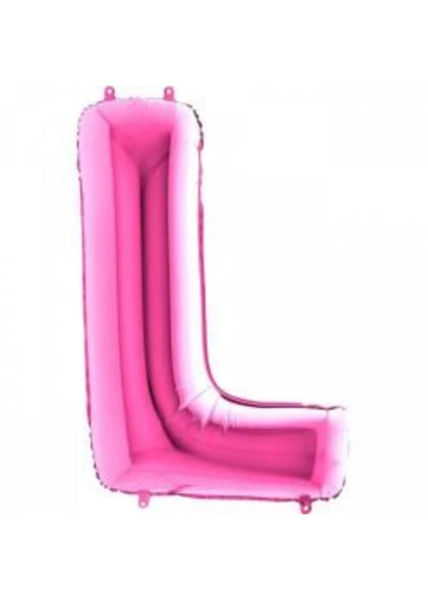 L Harf Folyo Balon Fuşya 100cm - Gorsel 1