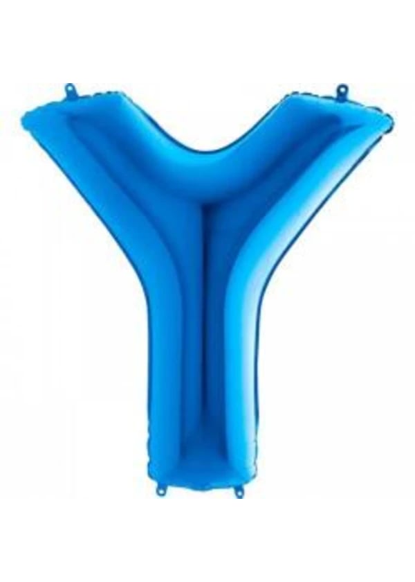 Y Harf Folyo Balon Mavi 100cm - Gorsel 1