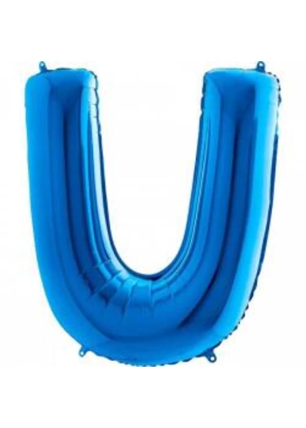 U Harf Folyo Balon Mavi 100cm - Gorsel 1
