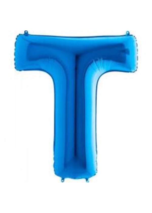 T Harf Folyo Balon Mavi 100cm - Gorsel 1