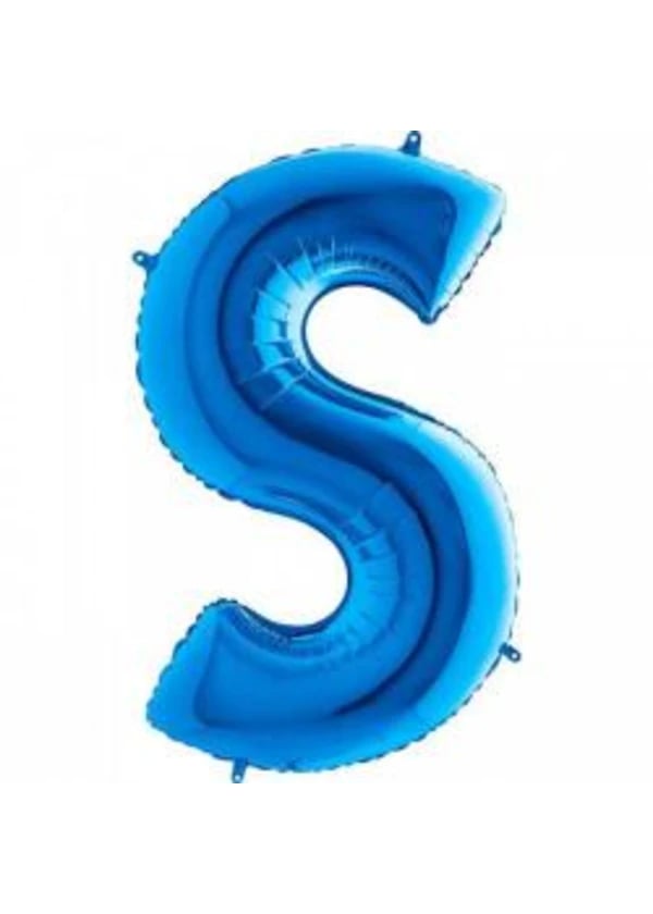 S Harf Folyo Balon Mavi 100cm - Gorsel 1
