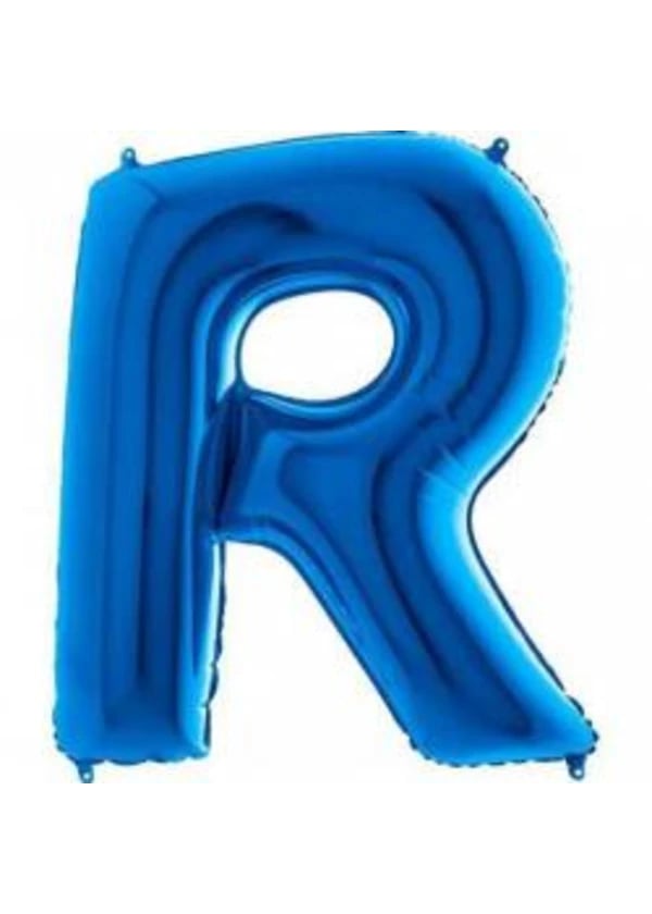 R Harf Folyo Balon Mavi 100cm - Gorsel 1