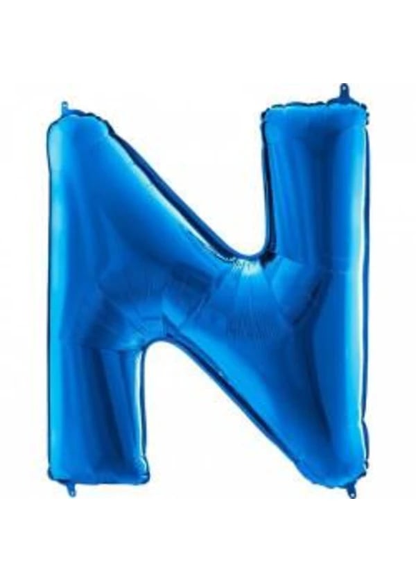 N Harf Folyo Balon Mavi 100cm - Gorsel 1