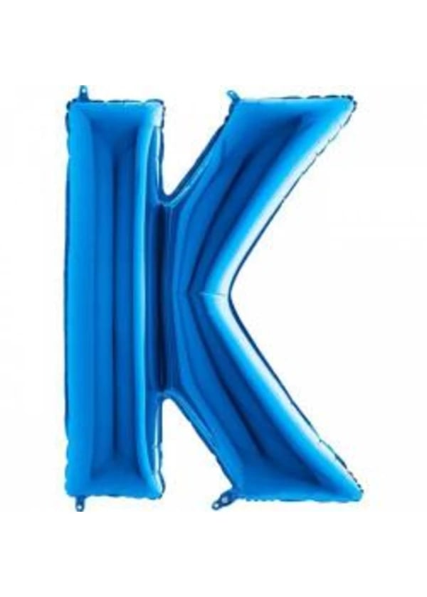 K Harf Folyo Balon Mavi 100cm - Gorsel 1