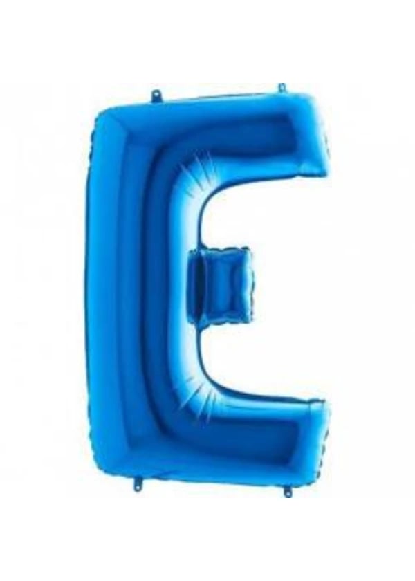 E Harf Folyo Balon Mavi 100cm - Gorsel 1