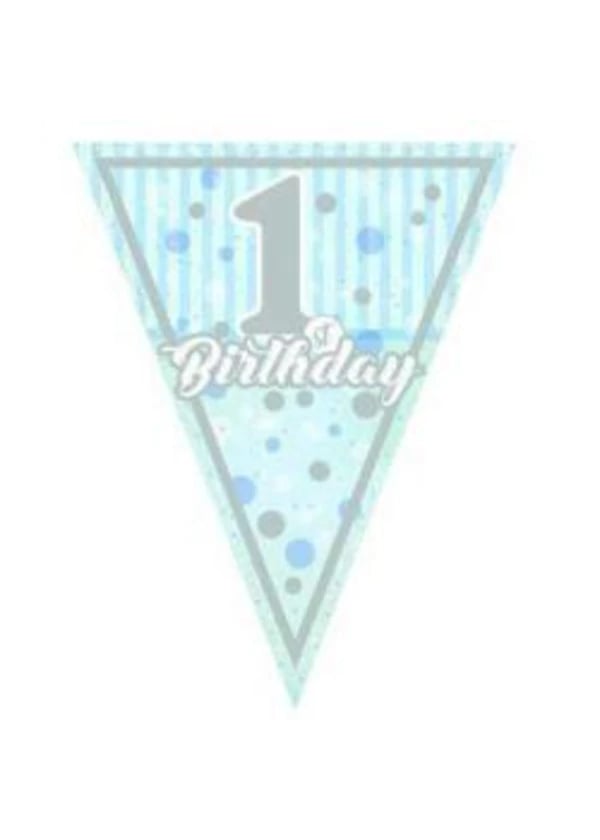 Pırıltılı 1 Yaş Mavi Üçgen Flama - Gorsel 1