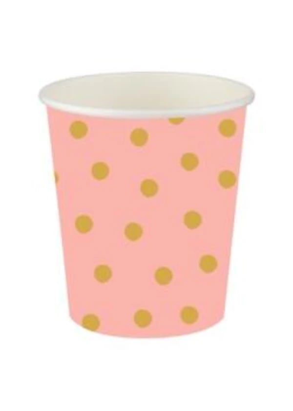 Altın Puantiyeli Somon Karton Bardak - Gorsel 1