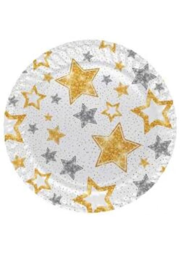 Yıldızlar Beyaz Karton Tabak 8'li - Gorsel 1