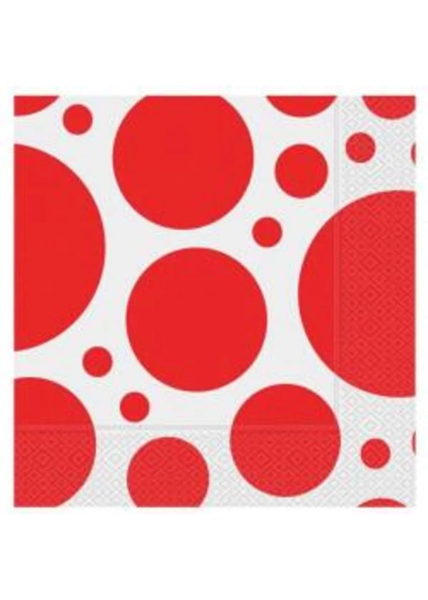 Kırmızı Karışık Puantiyeli Peçete 20'li - Gorsel 1