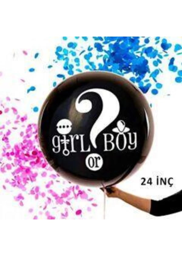 24 inç Cinsiyet Belirleme Partisi Konfetili Balon Kız Pembe - Gorsel 1
