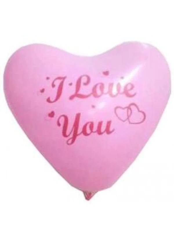 I Love You Baskılı Pembe Kalp Balon 5'li Paket - Gorsel 1