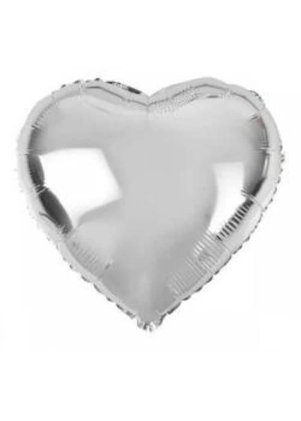 Gümüş Kalp Folyo Balon 60cm - Gorsel 1