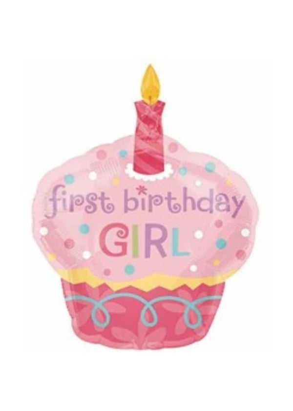 First Birthday Girl Pasta Folyo Balon - Gorsel 1