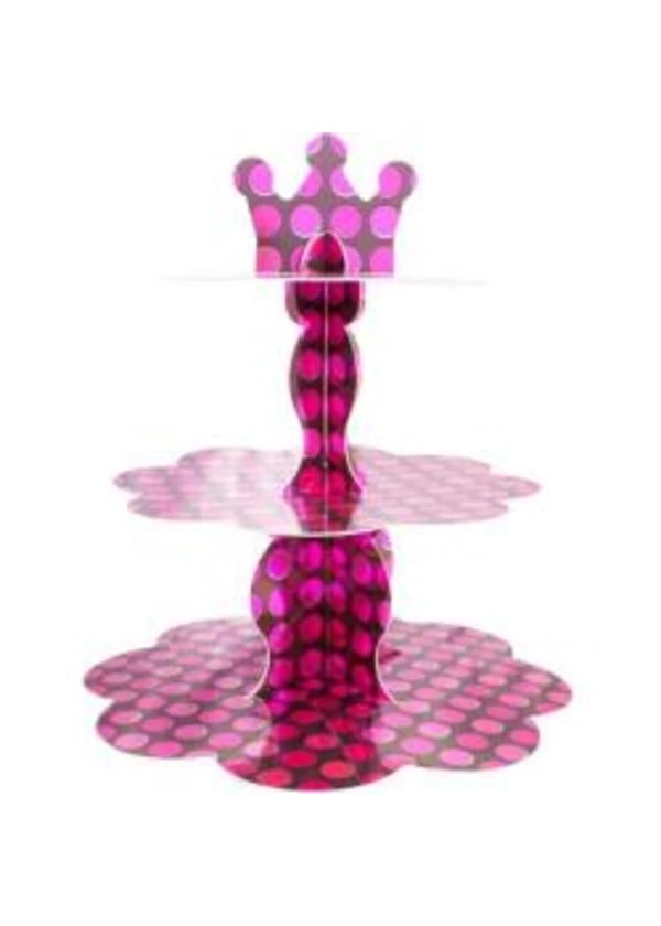 Metalize Fuşya Puantiyeli Kek Standı - Gorsel 1
