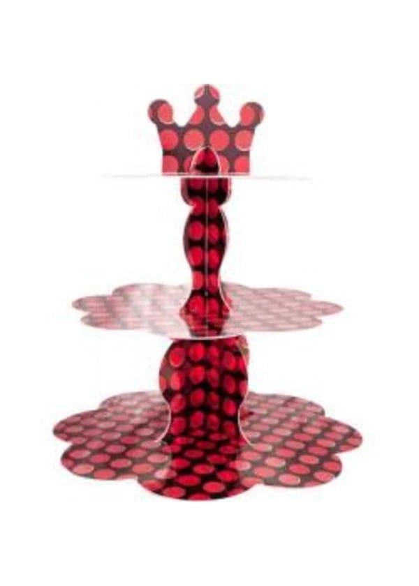 Metalize Kırmızı Puantiyeli Kek Standı - Gorsel 1